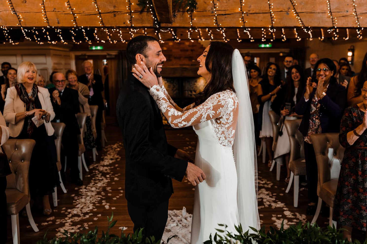 Bride and Groom getting married in front of all the guests